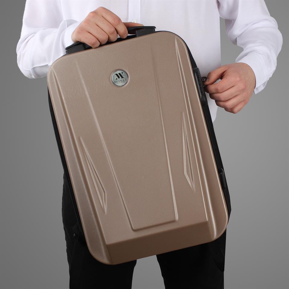 My Valice Smart Bag SHARP Usb Şarj Girişli Unisex ABS Akıllı Sırt Çantası Gold