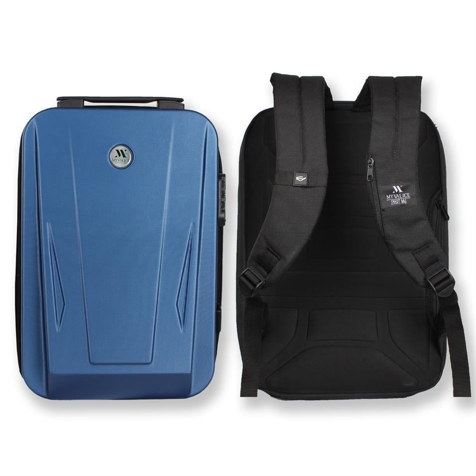 My Valice Smart Bag SHARP Usb Şarj Girişli Unisex ABS Akıllı Sırt Çantası Lacivert