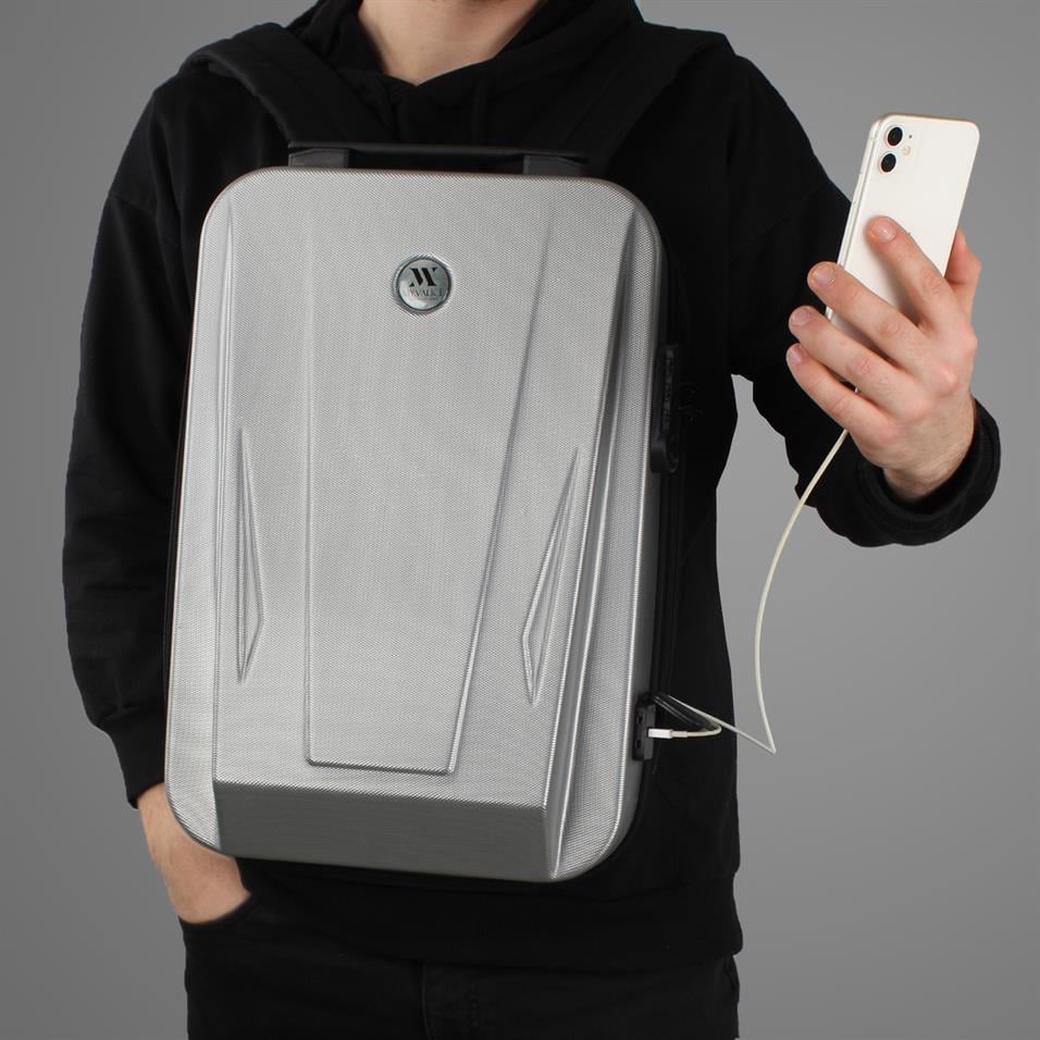 My Valice Smart Bag SHARP Usb Şarj Girişli Unisex ABS Akıllı Sırt Çantası Gri