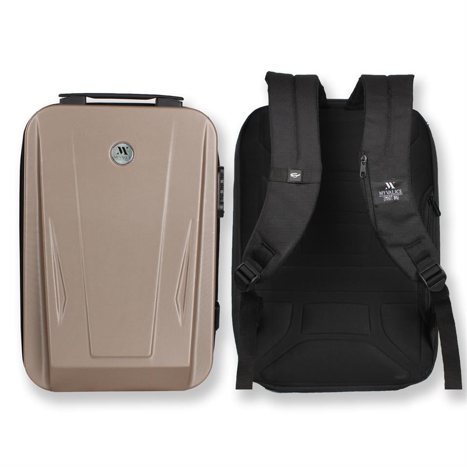 My Valice Smart Bag SHARP Usb Şarj Girişli Unisex ABS Akıllı Sırt Çantası Gold