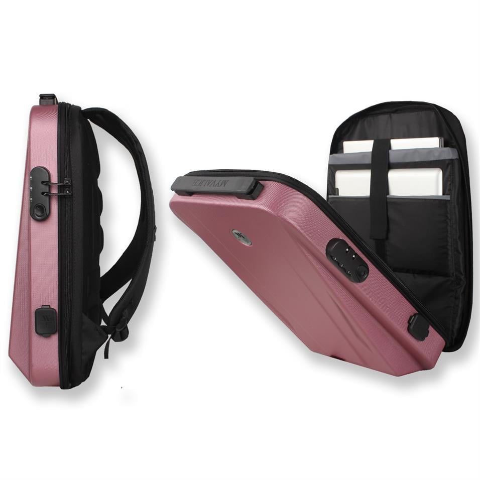 My Valice Smart Bag SHARP Usb Şarj Girişli Unisex ABS Akıllı Sırt Çantası Rose Gold