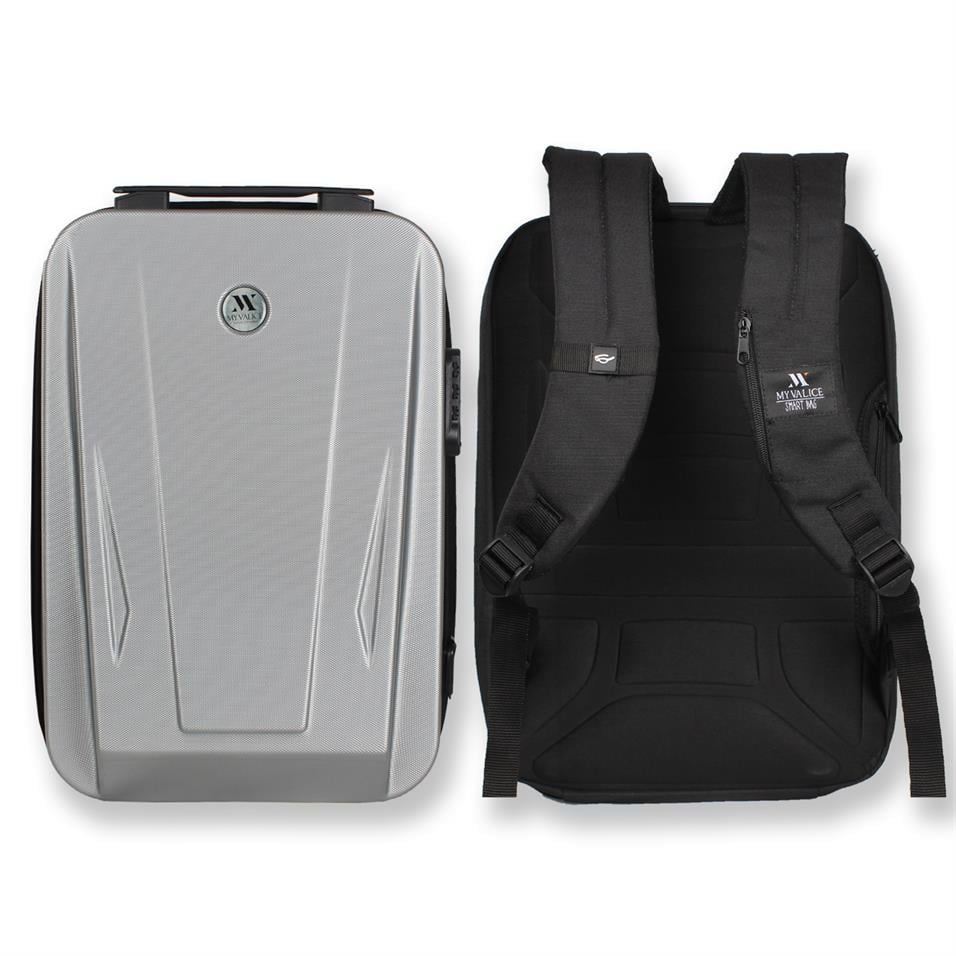 My Valice Smart Bag SHARP Usb Şarj Girişli Unisex ABS Akıllı Sırt Çantası Gri