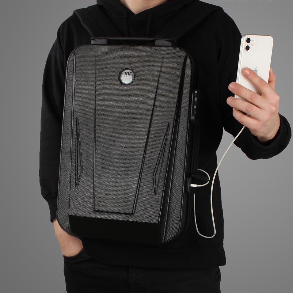My Valice Smart Bag SHARP Usb Şarj Girişli Unisex ABS Akıllı Sırt Çantası Siyah