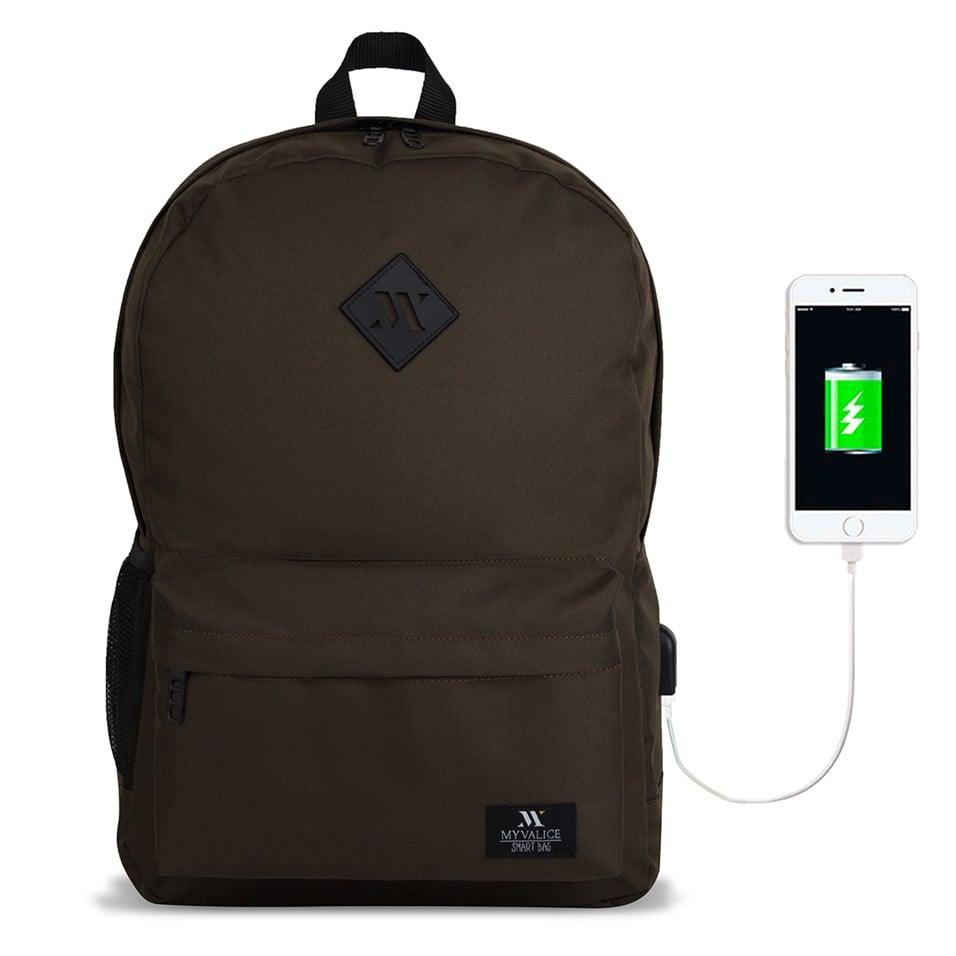 My Valice Smart Bag SPECTA Usb Şarj Girişli Akıllı Sırt Çantası Kahve