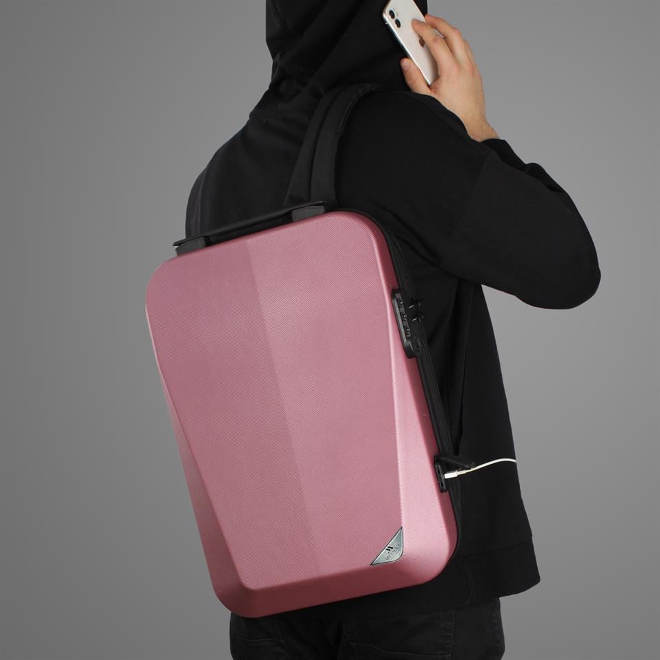 My Valice Smart Bag STRONG Usb Şarj Girişli Unisex ABS Akıllı Sırt Çantası Rose Gold