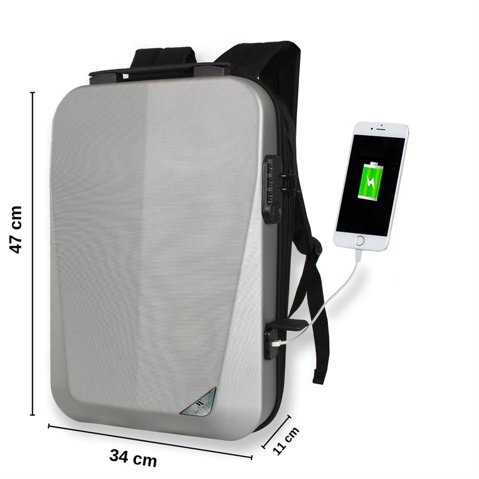 My Valice Smart Bag STRONG Usb Şarj Girişli Unisex ABS Akıllı Sırt Çantası Gri