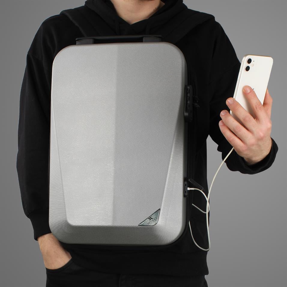 My Valice Smart Bag STRONG Usb Şarj Girişli Unisex ABS Akıllı Sırt Çantası Gri