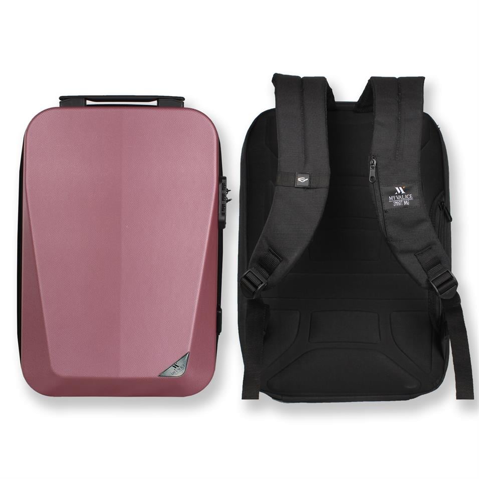 My Valice Smart Bag STRONG Usb Şarj Girişli Unisex ABS Akıllı Sırt Çantası Rose Gold