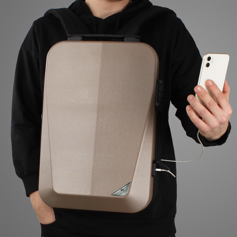 My Valice Smart Bag STRONG Usb Şarj Girişli Unisex ABS Akıllı Sırt Çantası Gold