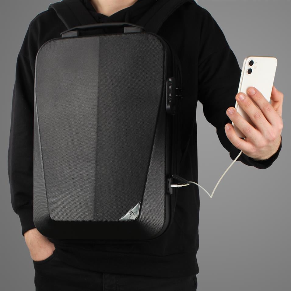 My Valice Smart Bag STRONG Usb Şarj Girişli Unisex ABS Akıllı Sırt Çantası Siyah