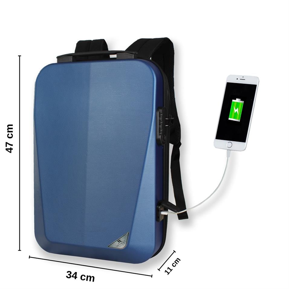 My Valice Smart Bag STRONG Usb Şarj Girişli Unisex ABS Akıllı Sırt Çantası Lacivert