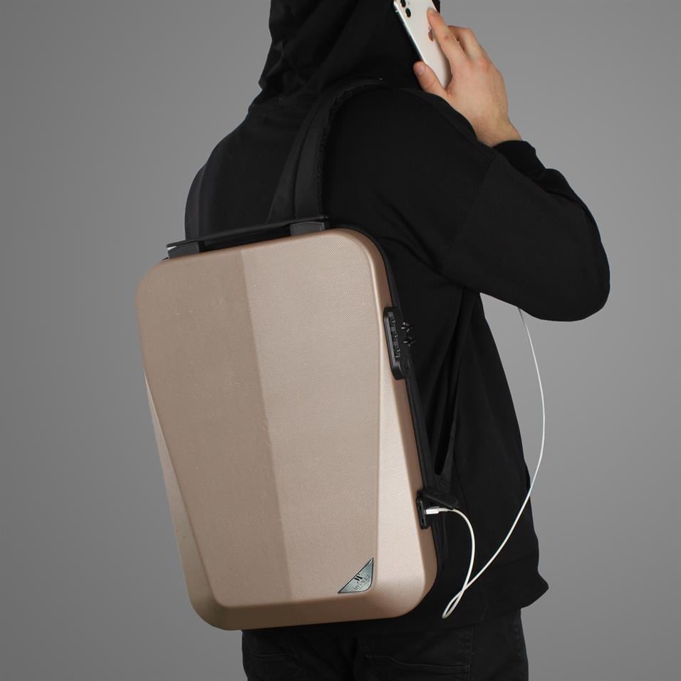 My Valice Smart Bag STRONG Usb Şarj Girişli Unisex ABS Akıllı Sırt Çantası Gold