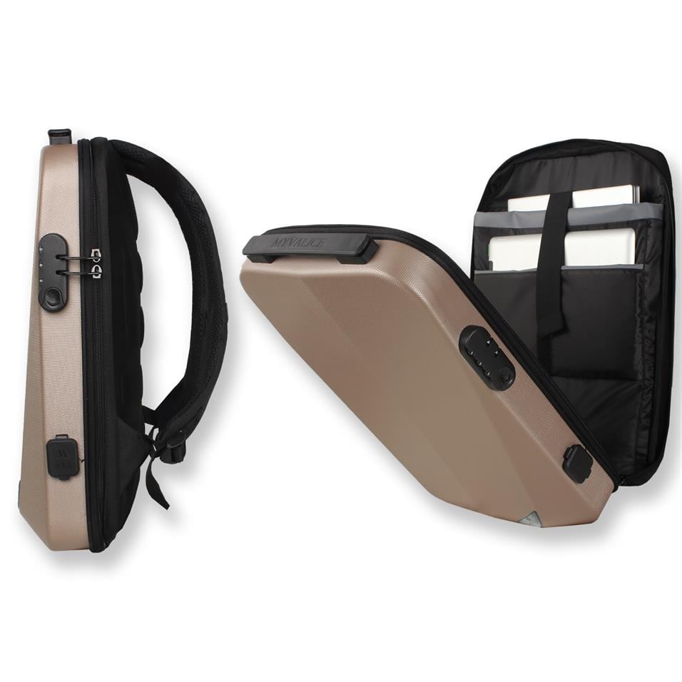 My Valice Smart Bag STRONG Usb Şarj Girişli Unisex ABS Akıllı Sırt Çantası Gold