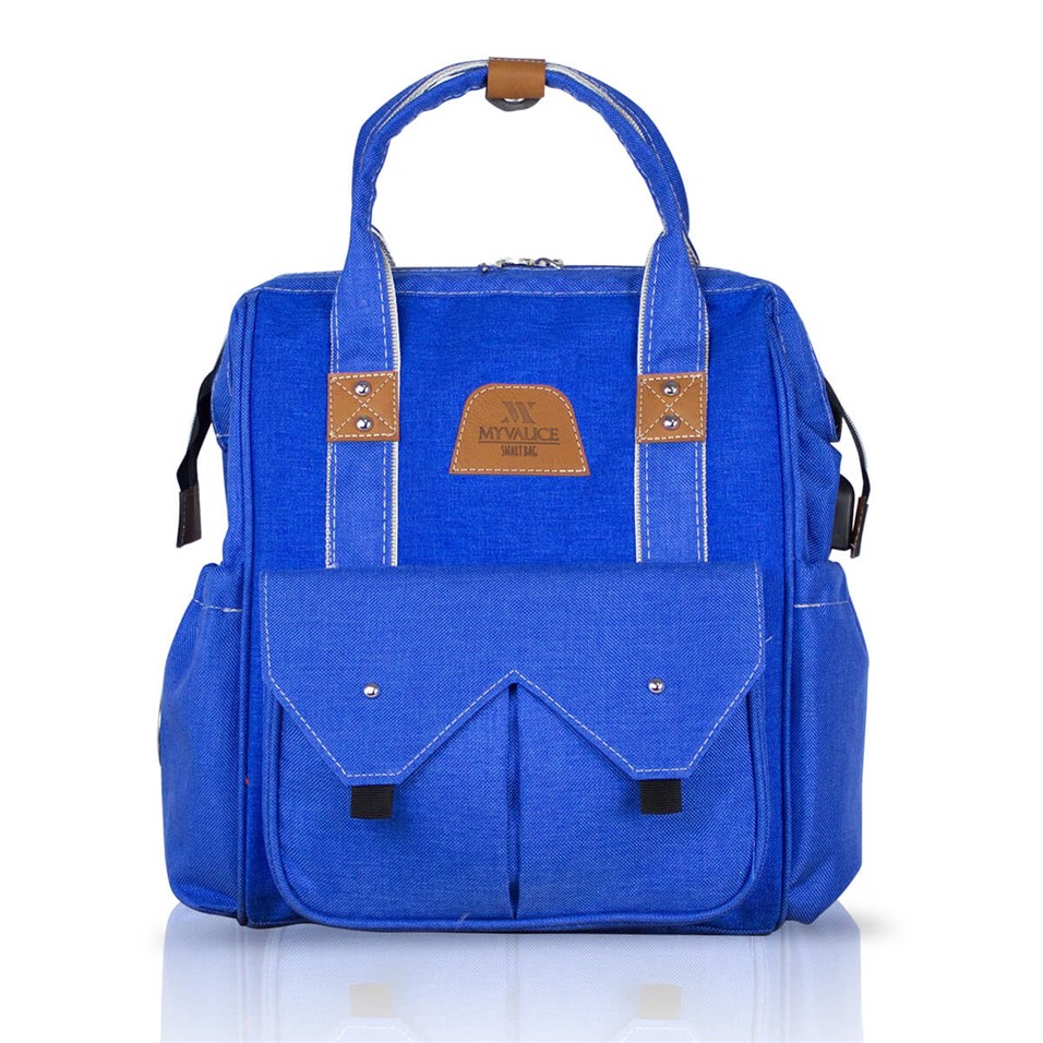 My Valice Smart Bag Sweet Usb'li Anne Bebek Bakım ve Sırt Çantası Saks Mavi