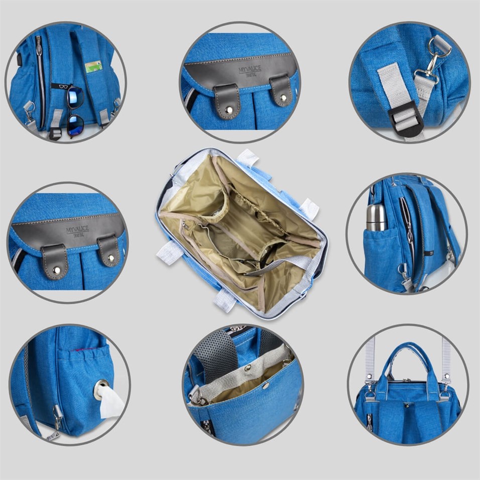 My Valice Smart Bag Tiny Usb'li Anne Bebek Bakım ve Sırt Çantası Haki