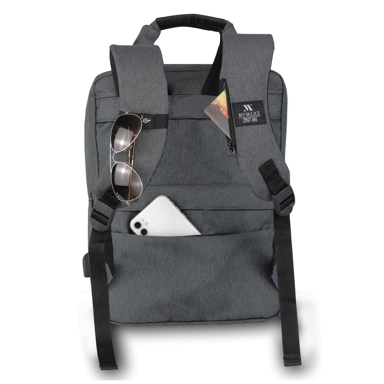 My Valice Smart Bag Usb Şarj Girişli Akıllı Sırt Çantası 1205 Füme