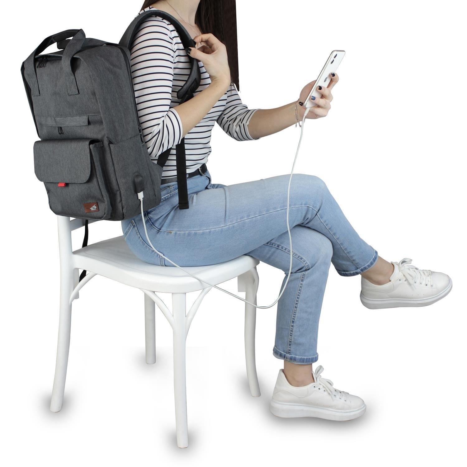 My Valice Smart Bag Usb Şarj Girişli Akıllı Sırt Çantası 1205 Füme
