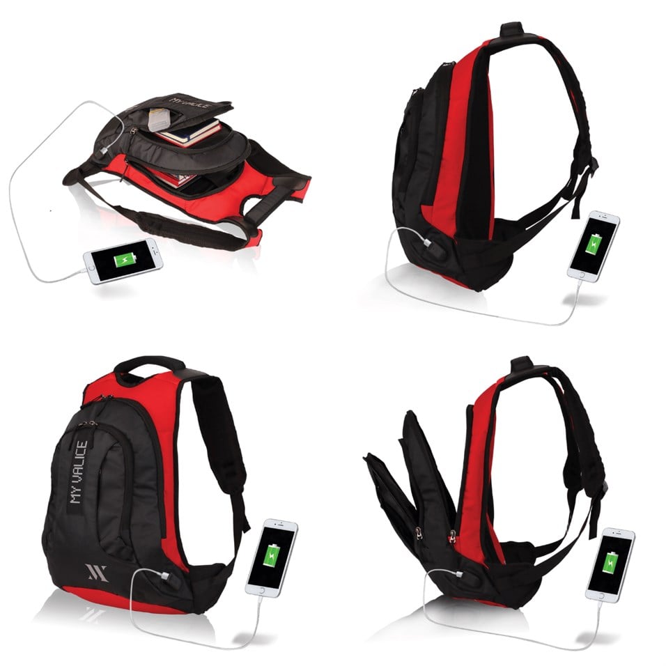 My Valice Smart Bag Usb Şarj Girişli Akıllı Sırt Çantası 1202 Kırmızı