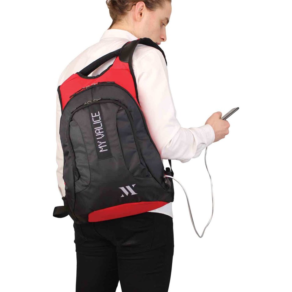 My Valice Smart Bag Usb Şarj Girişli Akıllı Sırt Çantası 1202 Kırmızı