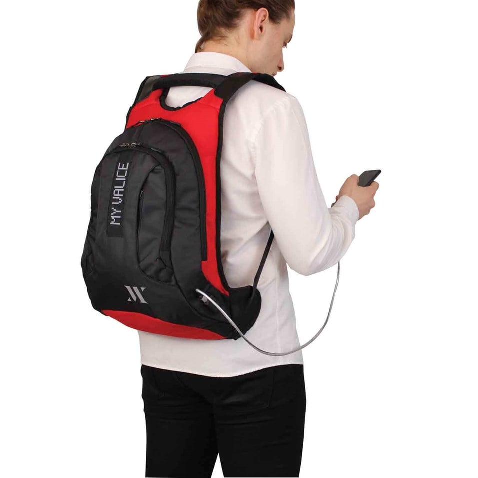 My Valice Smart Bag Usb Şarj Girişli Akıllı Sırt Çantası 1202 Kırmızı