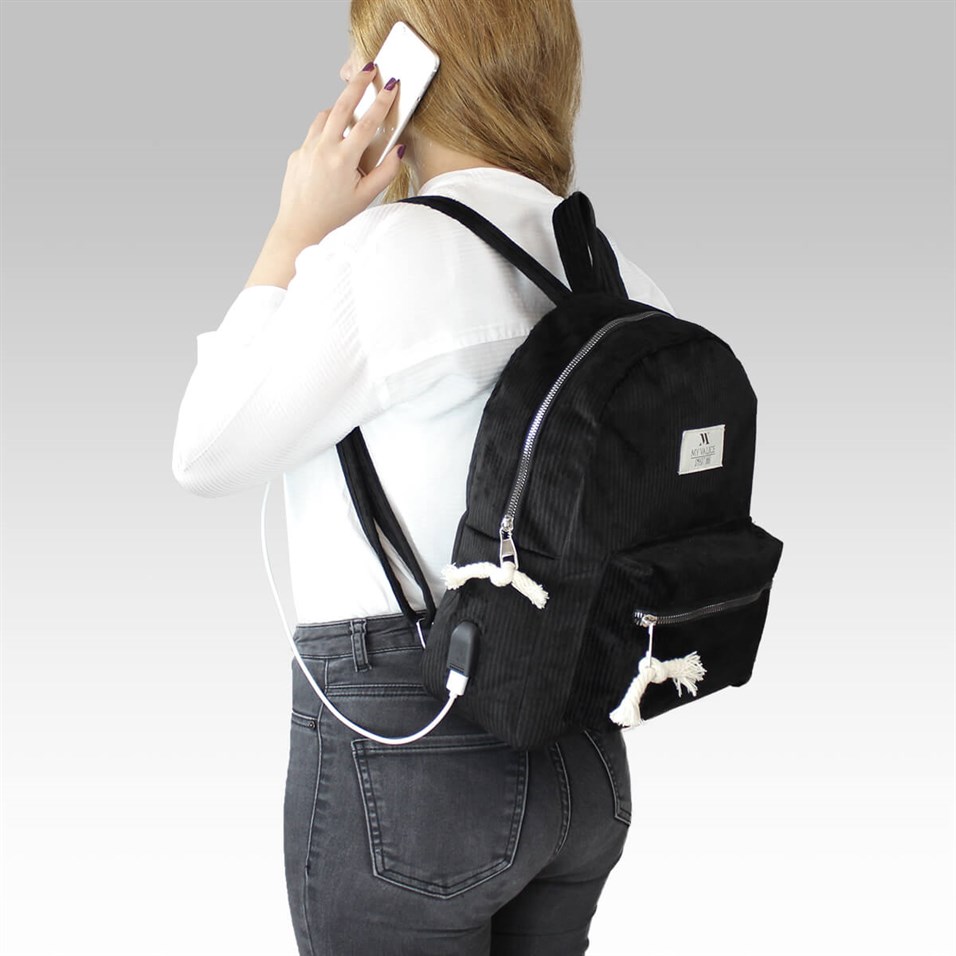 My Valice Smart Bag Usb Şarj Girişli Sırt Çantası 1201 Siyah