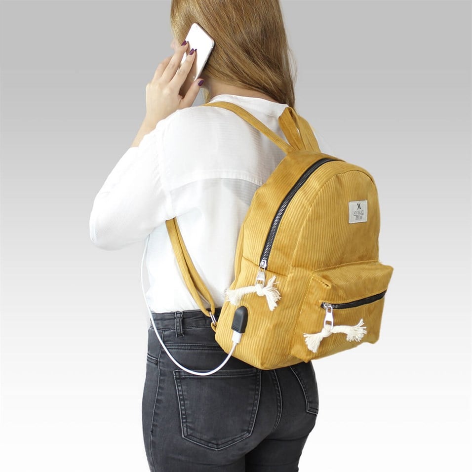 My Valice Smart Bag Usb Şarj Girişli Sırt Çantası 1201 Hardal