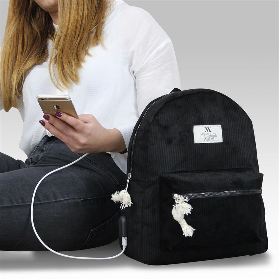My Valice Smart Bag Usb Şarj Girişli Sırt Çantası 1201 Siyah