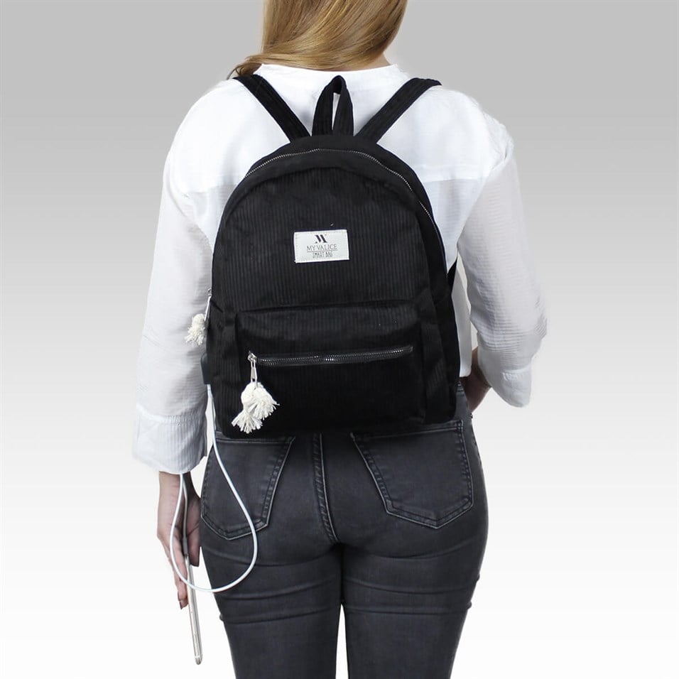 My Valice Smart Bag Usb Şarj Girişli Sırt Çantası 1201 Siyah