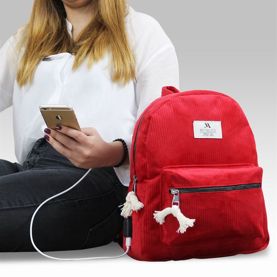 My Valice Smart Bag Usb Şarj Girişli Sırt Çantası 1201 Kırmızı