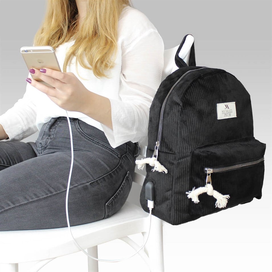 My Valice Smart Bag Usb Şarj Girişli Sırt Çantası 1201 Siyah
