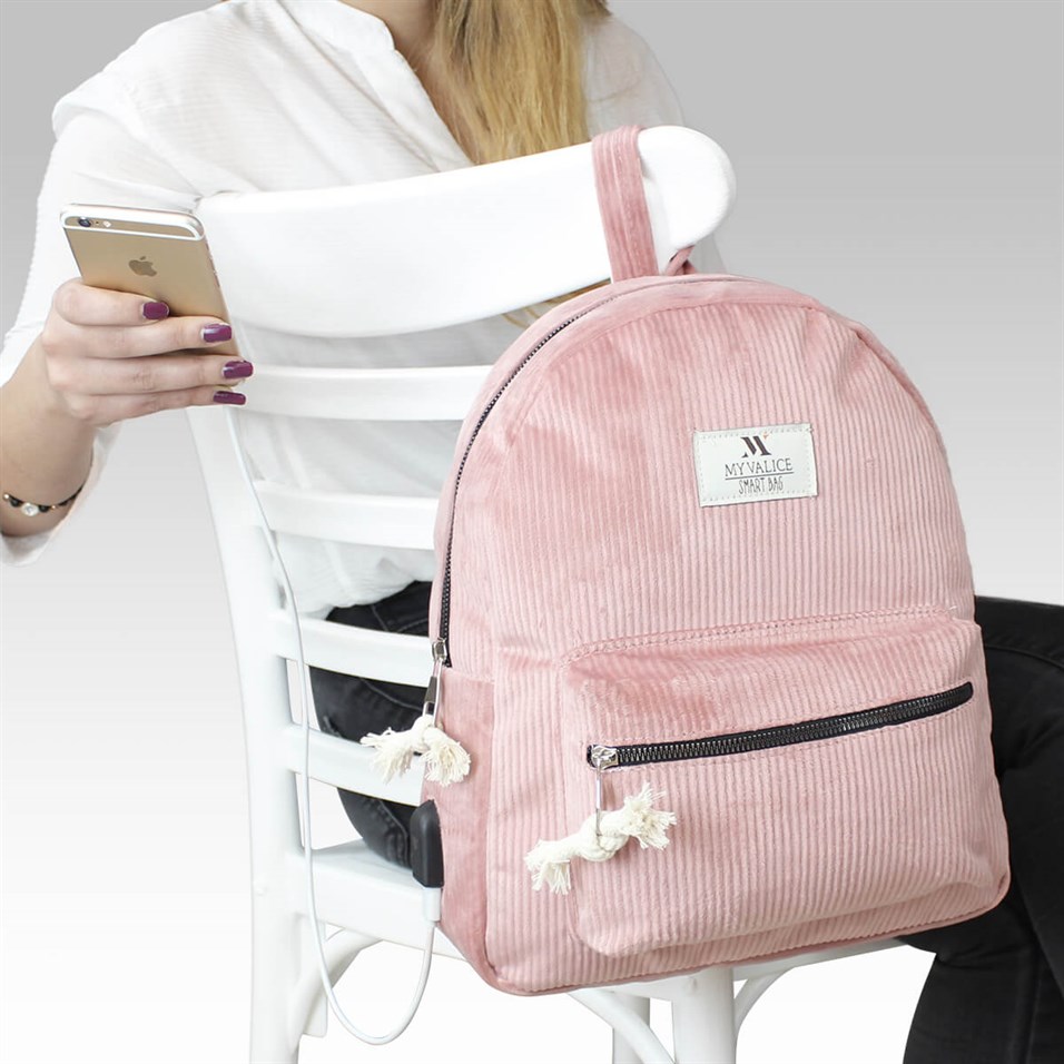 My Valice Smart Bag Usb Şarj Girişli Sırt Çantası 1201 Pudra