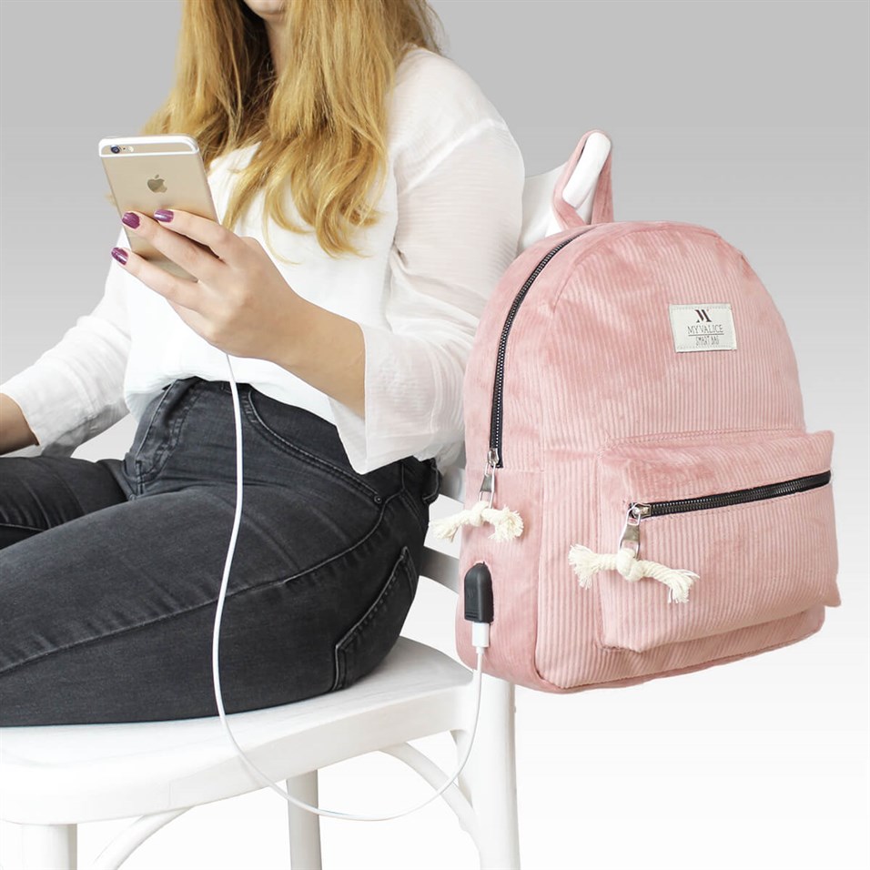 My Valice Smart Bag Usb Şarj Girişli Sırt Çantası 1201 Pudra