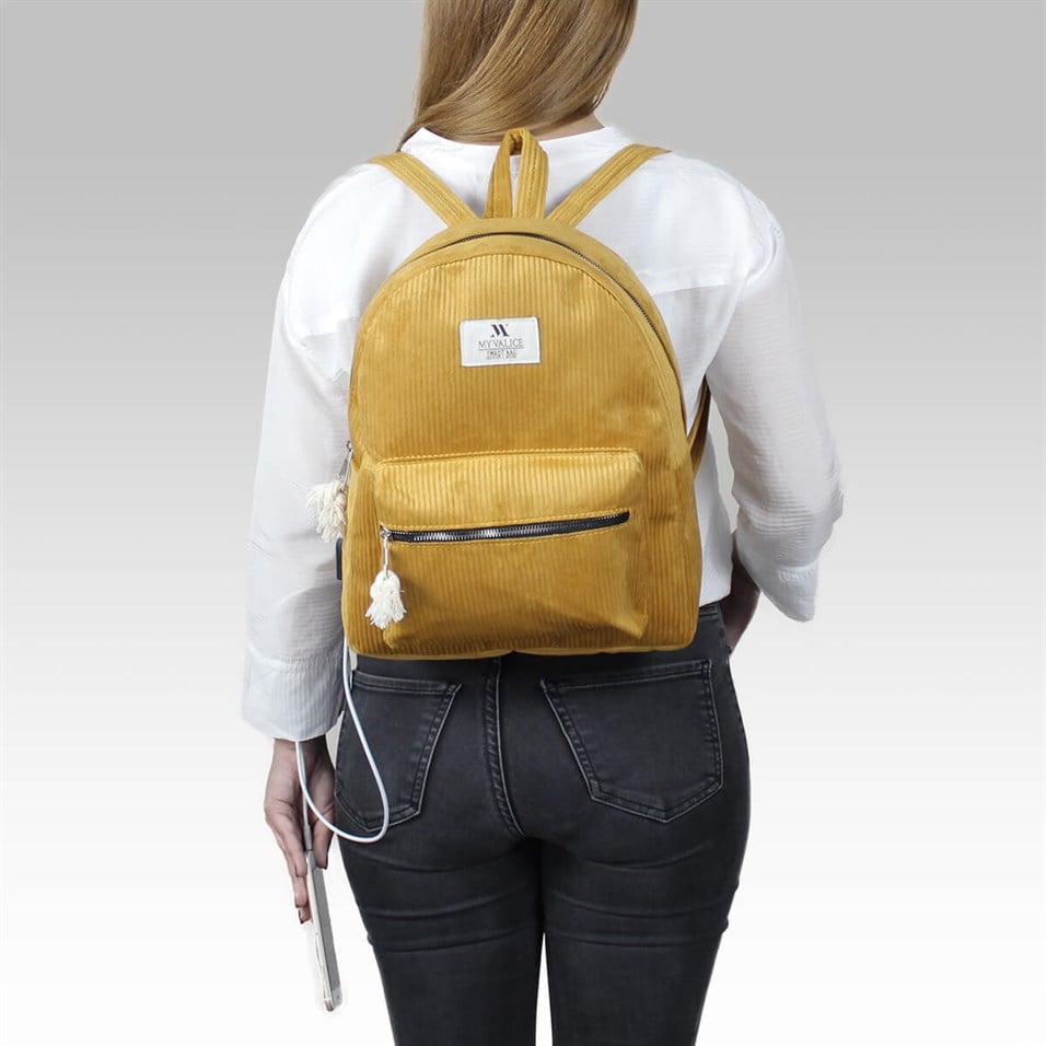 My Valice Smart Bag Usb Şarj Girişli Sırt Çantası 1201 Hardal