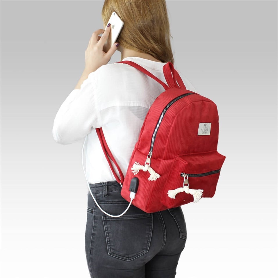 My Valice Smart Bag Usb Şarj Girişli Sırt Çantası 1201 Kırmızı