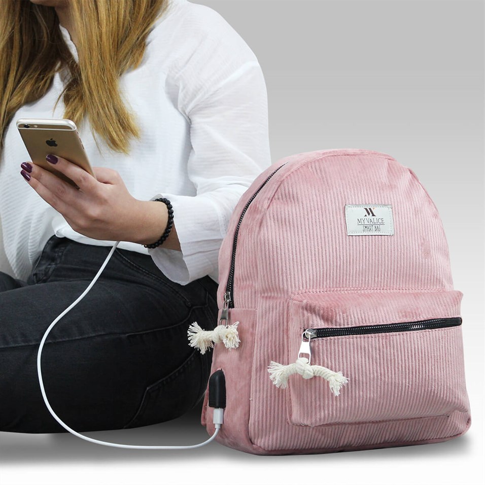My Valice Smart Bag Usb Şarj Girişli Sırt Çantası 1201 Pudra