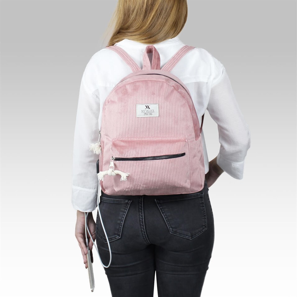 My Valice Smart Bag Usb Şarj Girişli Sırt Çantası 1201 Pudra