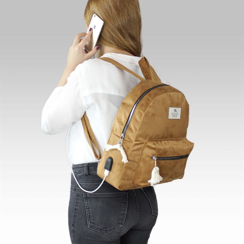 My Valice Smart Bag Usb Şarj Girişli Sırt Çantası 1201 Taba