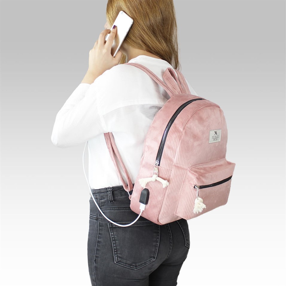 My Valice Smart Bag Usb Şarj Girişli Sırt Çantası 1201 Pudra