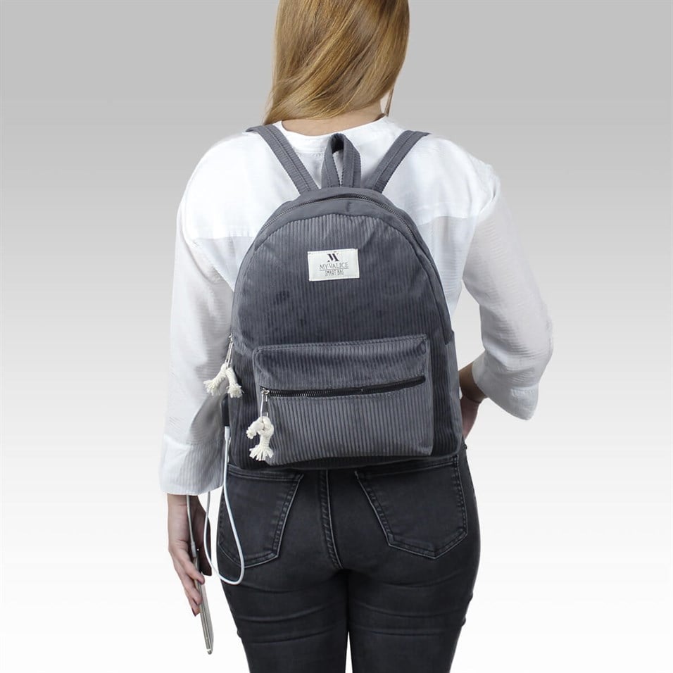 My Valice Smart Bag Usb Şarj Girişli Sırt Çantası 1201 Gri