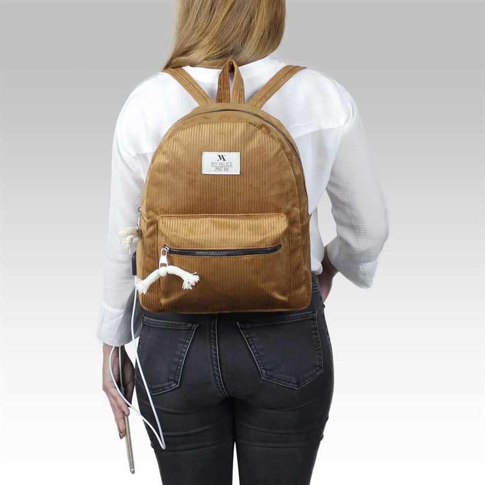 My Valice Smart Bag Usb Şarj Girişli Sırt Çantası 1201 Taba