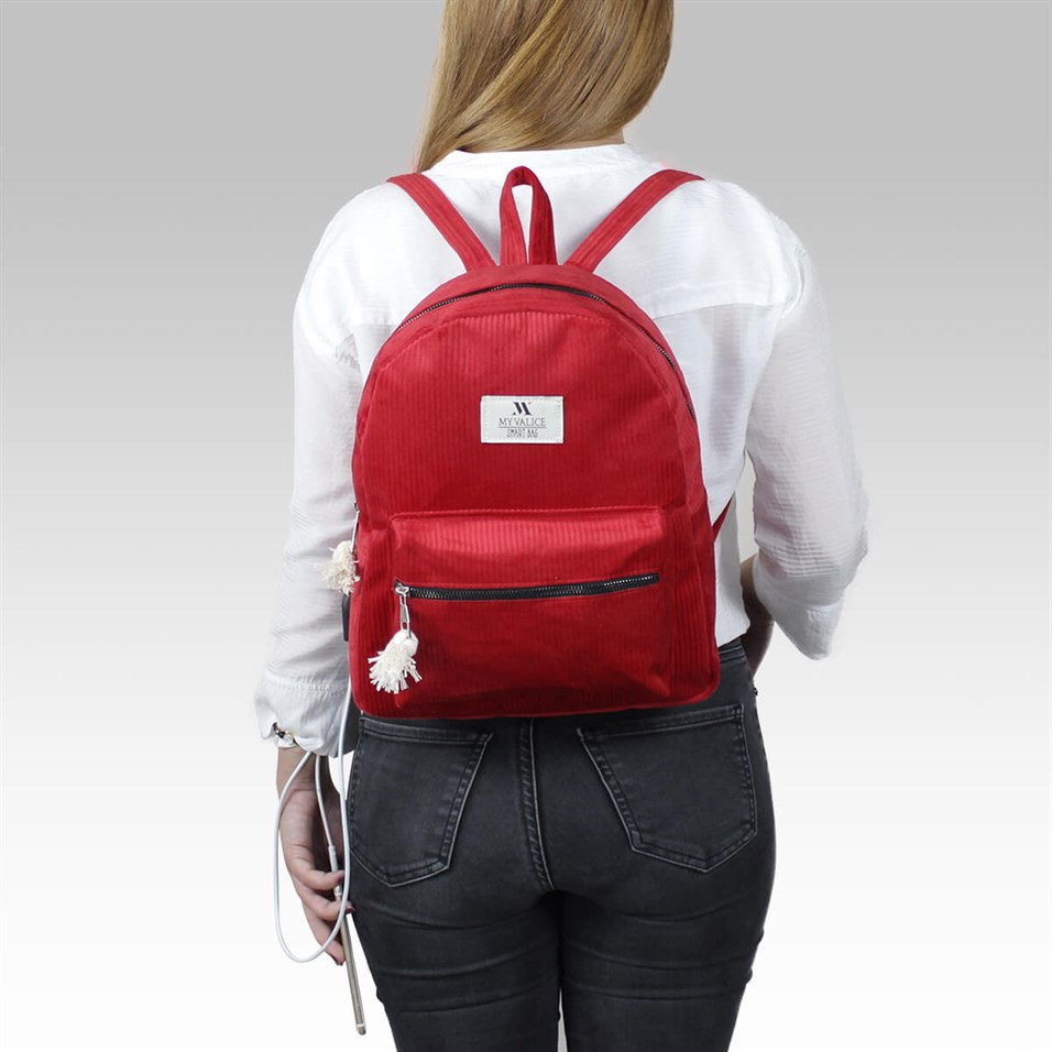 My Valice Smart Bag Usb Şarj Girişli Sırt Çantası 1201 Kırmızı