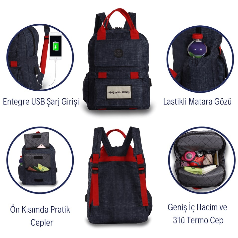 My Valice Smart Bag Usb'li Anne Bebek Bakım ve Sırt Çantası 1403 Petrol Yeşili
