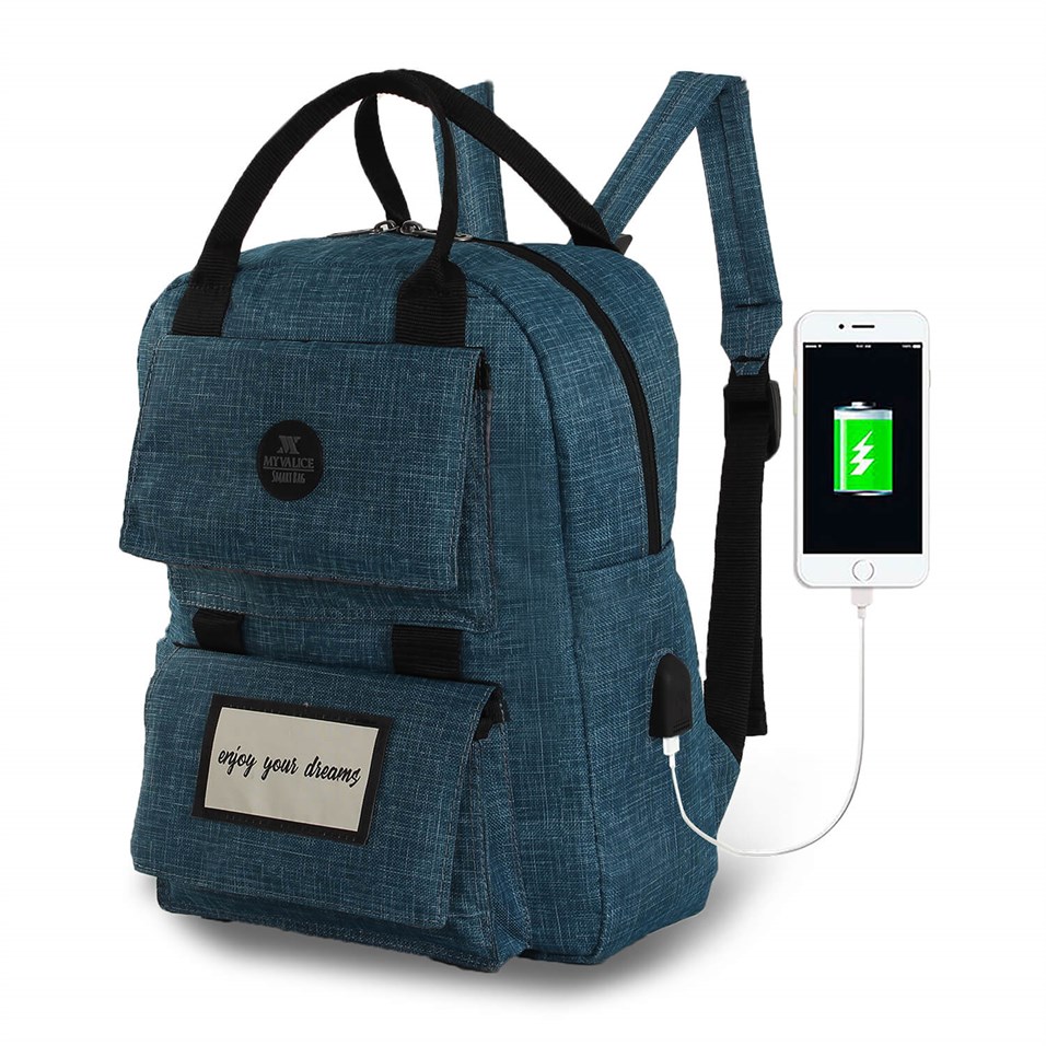 My Valice Smart Bag Usb'li Anne Bebek Bakım ve Sırt Çantası 1403 Petrol Yeşili