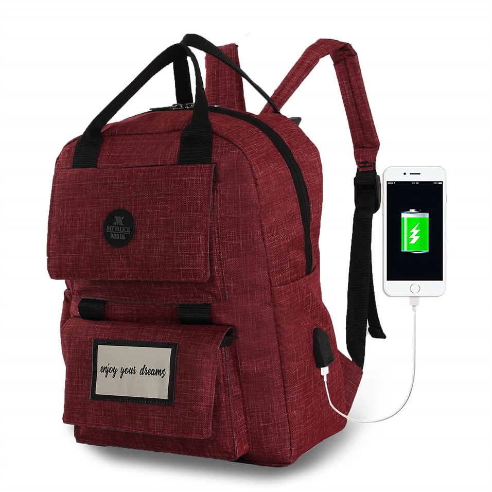 My Valice Smart Bag Usb'li Anne Bebek Bakım ve Sırt Çantası 1403 Bordo