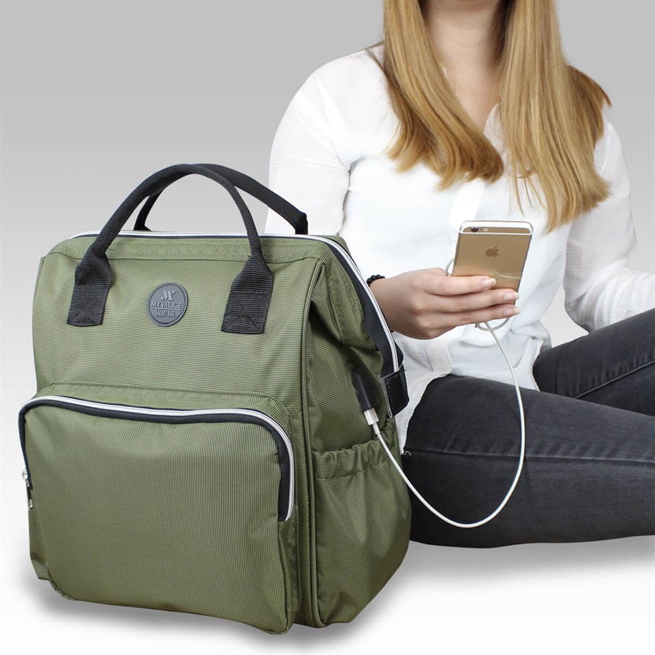 My Valice Smart Bag Usb'li Anne Bebek Bakım ve Sırt Çantası 1401 Haki
