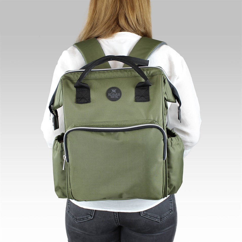 My Valice Smart Bag Usb'li Anne Bebek Bakım ve Sırt Çantası 1401 Haki