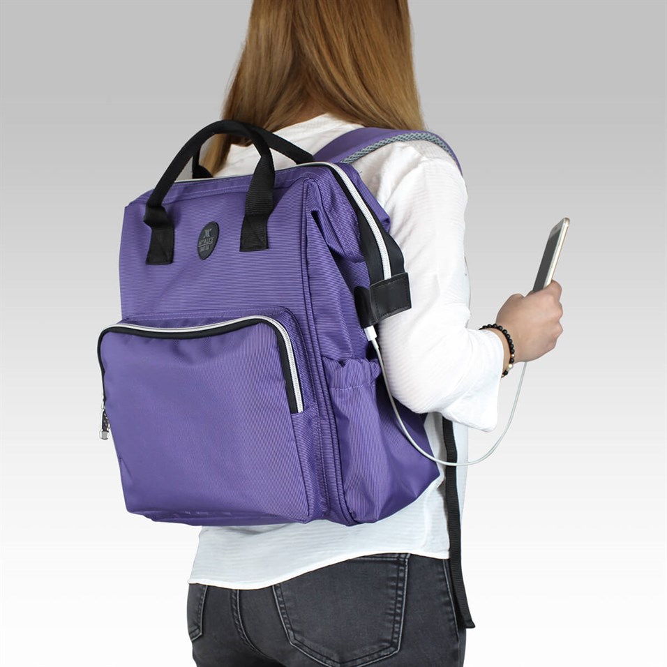 My Valice Smart Bag Usb'li Anne Bebek Bakım ve Sırt Çantası 1401 Mürdüm