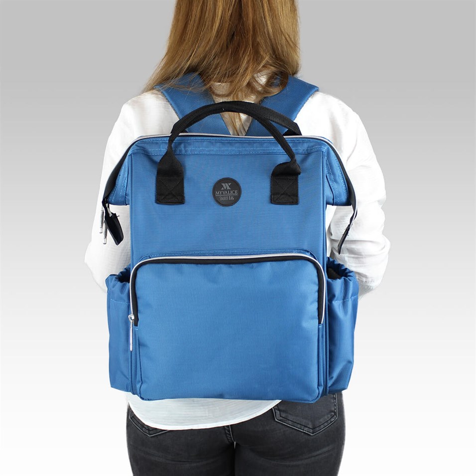My Valice Smart Bag Usb'li Anne Bebek Bakım ve Sırt Çantası 1401 Mavi