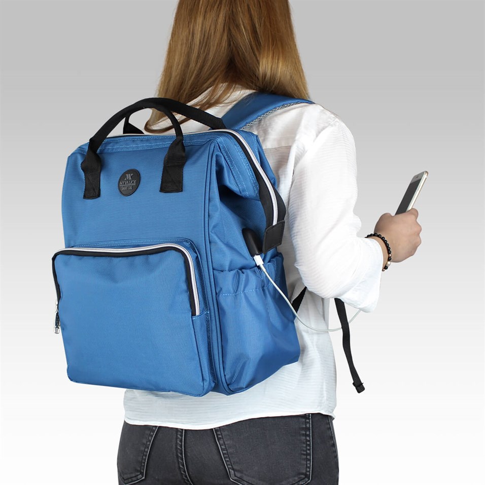 My Valice Smart Bag Usb'li Anne Bebek Bakım ve Sırt Çantası 1401 Mavi