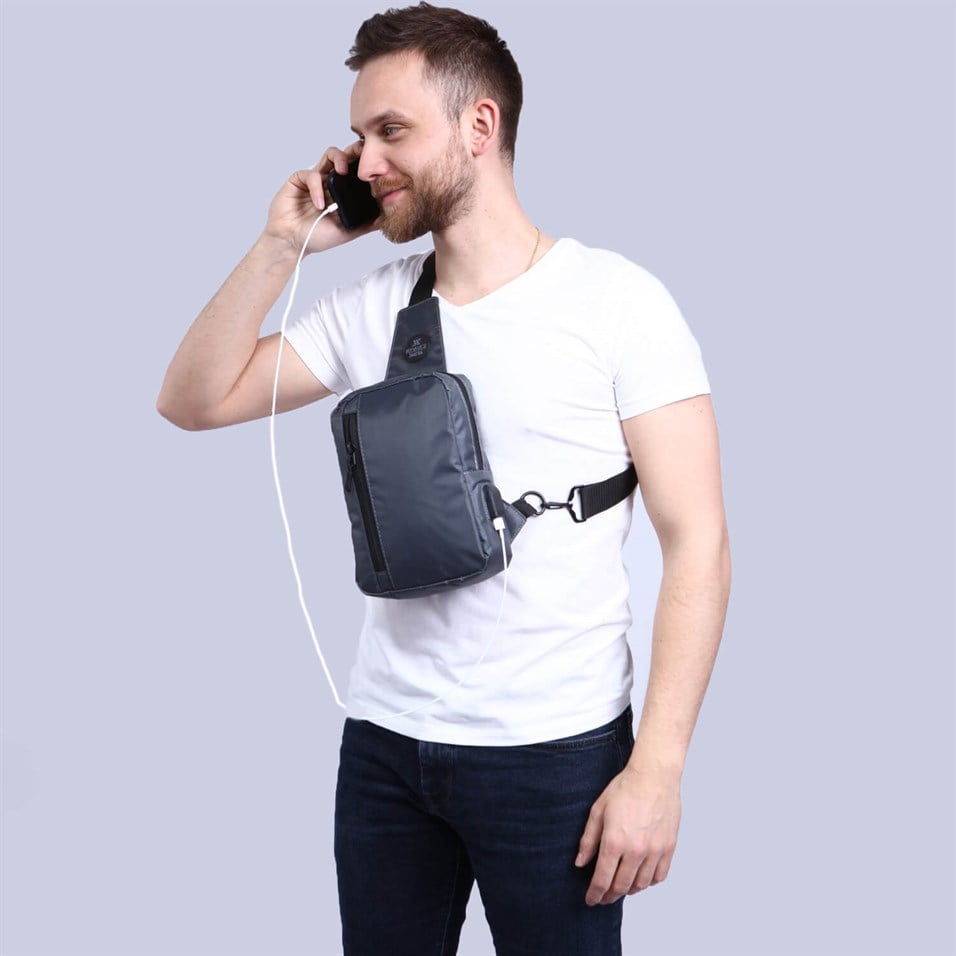 My Valice Smart Bag 1508 Cross Chest Bag With USB Charging Port Grey